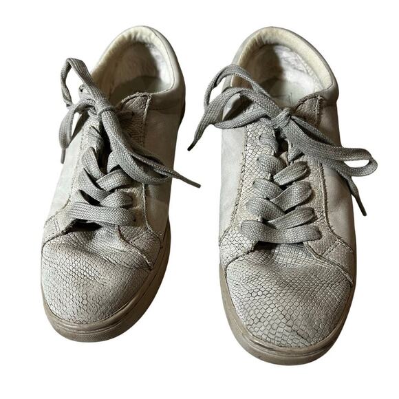 UGG Karine Snake Women's Lace up Leather Sneakers Size US 7 EU 28 Beige - Picture 3 of 11